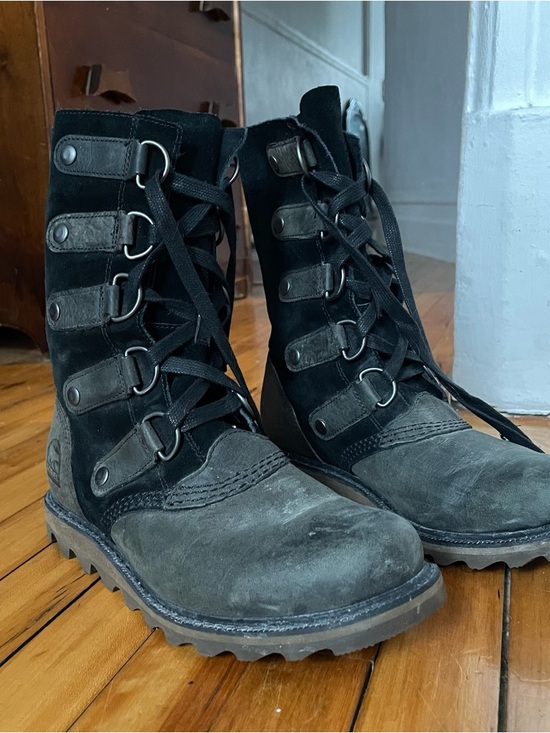 Sorel Shoes - Sorel Women Black Suede Lace-Up Combat Boots
